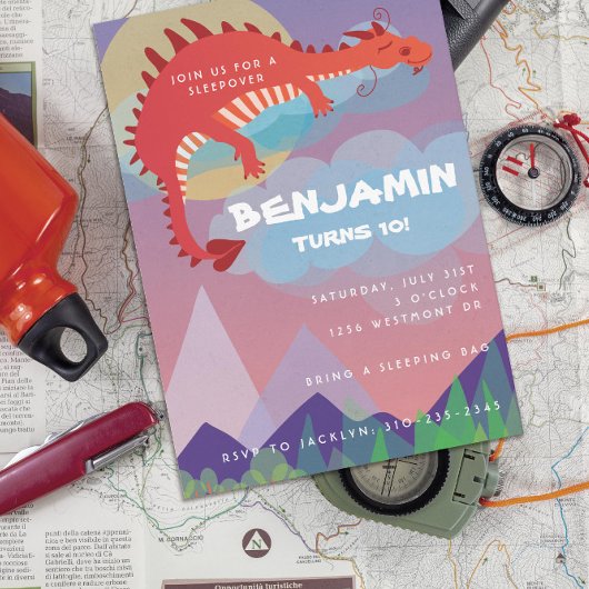 Fantasy Thema Dragon Sleepover Campout Kaart