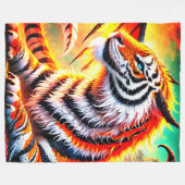 Fantasy Tiger Design Fleece Deken (Voorkant (Horizontaal))