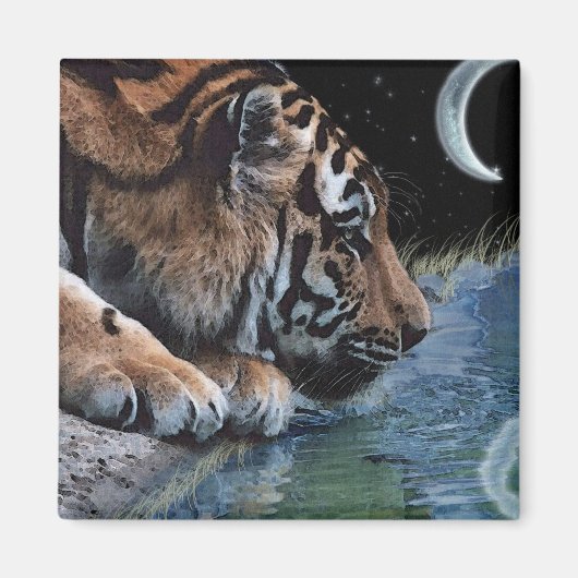Fantasy Tiger en Moon Magneet (Voorkant)
