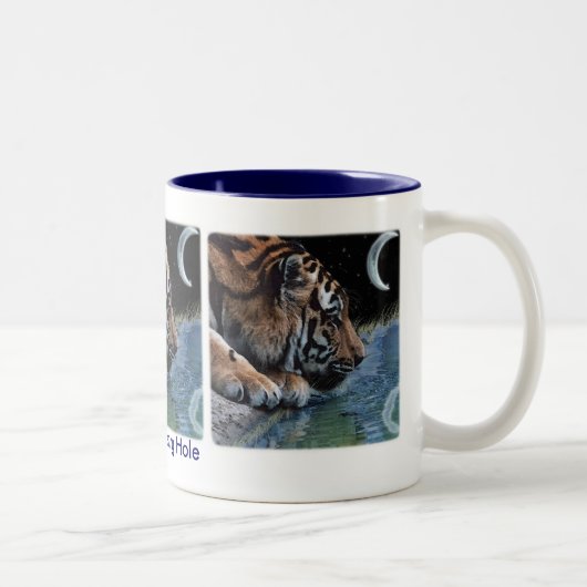 Fantasy Tiger en Moon Tweekleurige Koffiemok (Rechts)