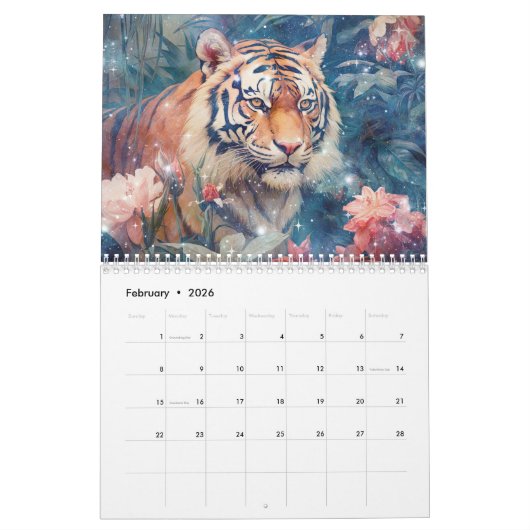 Fantasy Tigers in Abstract Style Kalender (Feb 2026)