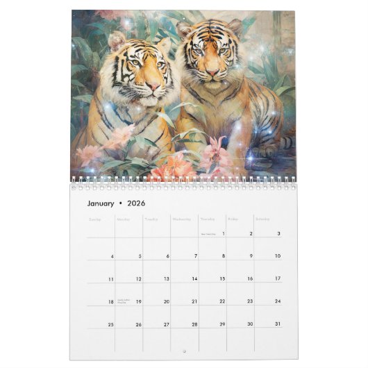 Fantasy Tigers in Abstract Style Kalender (Jan 2026)