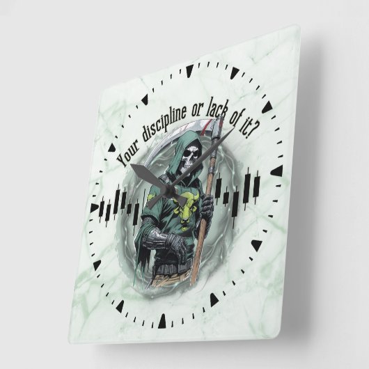 Fantasy trade design | Grim Reaper | motivation Vierkante Klok (Hoek)