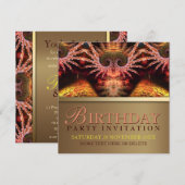 Fantasy Trance Golden Birthday Party Invitation Kaart (Voorkant / Achterkant)