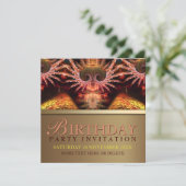Fantasy Trance Golden Birthday Party Invitation Kaart (Staand voorkant)