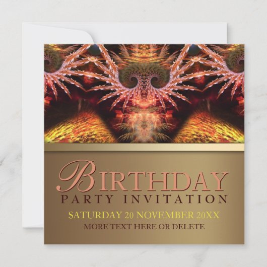 Fantasy Trance Golden Birthday Party Invitation Kaart (Voorkant)