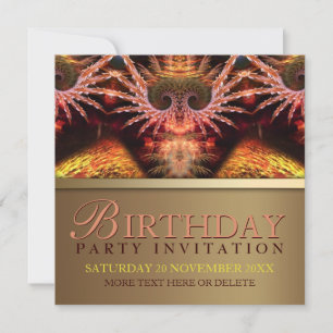 Fantasy Trance Golden Birthday Party Invitation Kaart