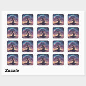 Fantasy Tree Art Vierkante Sticker (Vel)