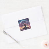 Fantasy Tree Art Vierkante Sticker (Envelop)
