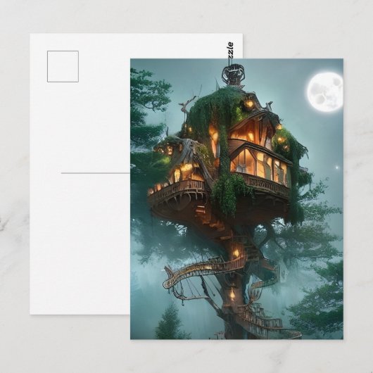 Fantasy Tree House Digital Art Briefkaart (Voorkant / Achterkant)
