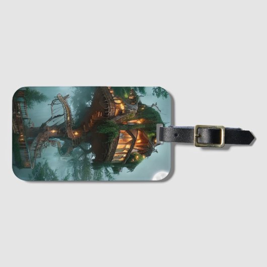 Fantasy Tree House Digital Artwork Bagagelabel (Voorkant (horizontaal))