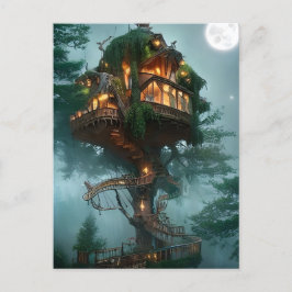Fantasy Tree House Digital Artwork Briefkaart