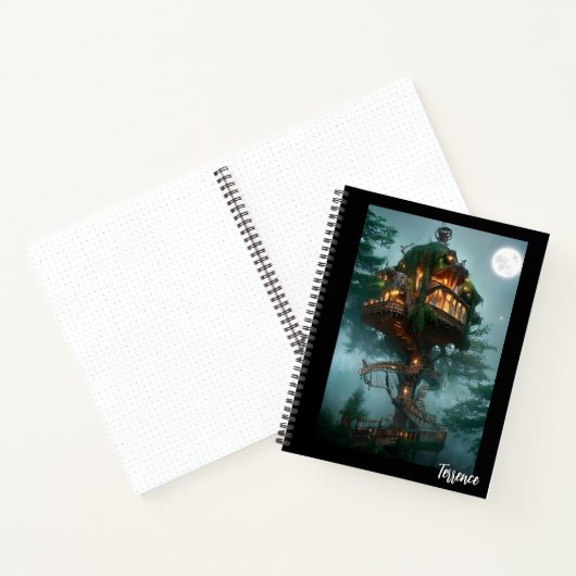 Fantasy Tree House Digital Artwork Bullet Journal Notitieboek (Binnen)