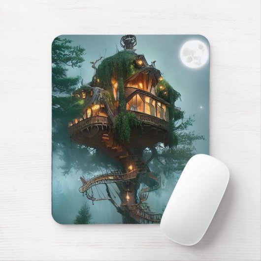 Fantasy Tree House Digital Artwork Muismat (Met muis)