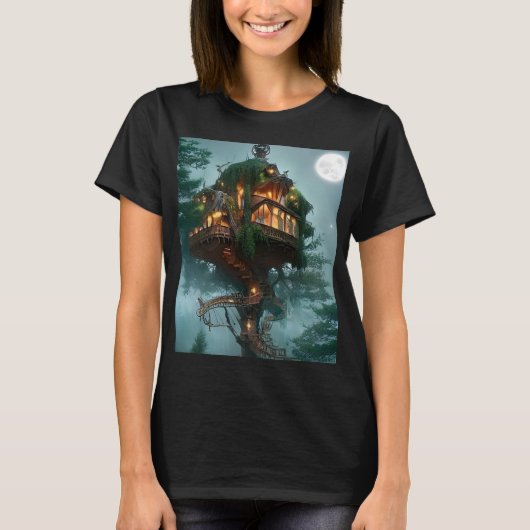 Fantasy Tree House Digital Artwork T-shirt (Voorkant)