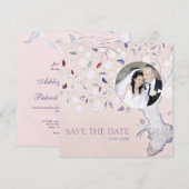 Fantasy Tree Voeg je foto-bruiloft toe Save The Date (Voorkant / Achterkant)