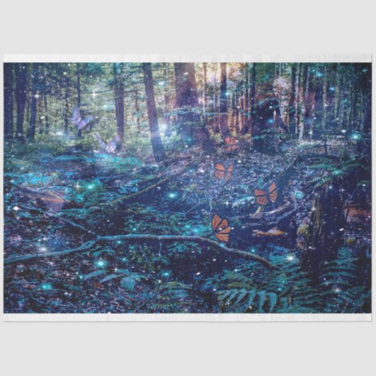 Fantasy Trees Butterfly Woodland Decoupage Tissuepapier (Voorkant)