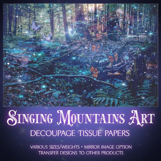 Fantasy Trees Butterfly Woodland Decoupage Tissuepapier