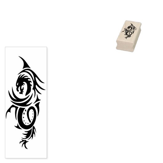 Fantasy Tribal Dragon Art Stempel (Gestempeld)