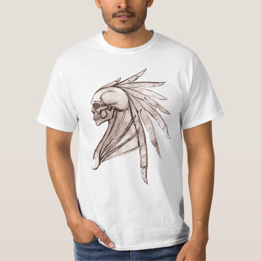 Fantasy Tribal Wing Indian Skull Mannen T-Shirt (Voorkant)