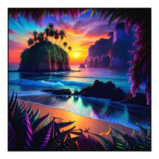 Fantasy Tropical Beach Drie Foto Afdruk (Voorkant)