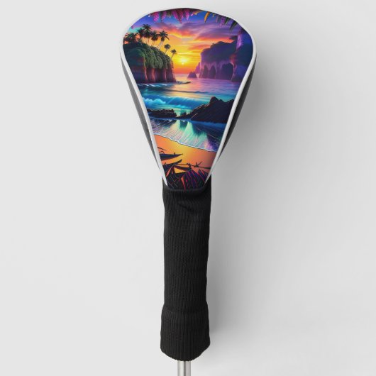 Fantasy Tropical Beach Drie Golfheadcover (Voorkant)