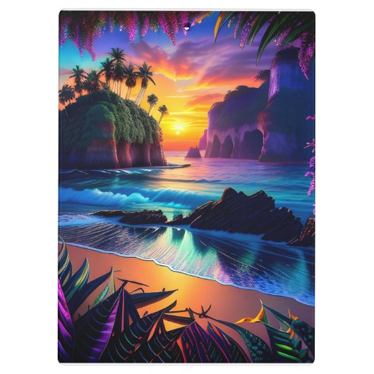Fantasy Tropical Beach Drie Klembord (Achterkant)