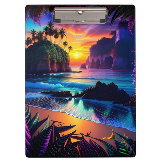 Fantasy Tropical Beach Drie Klembord (Voorkant)