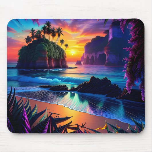 Fantasy Tropical Beach Drie Muismat (Voorkant)