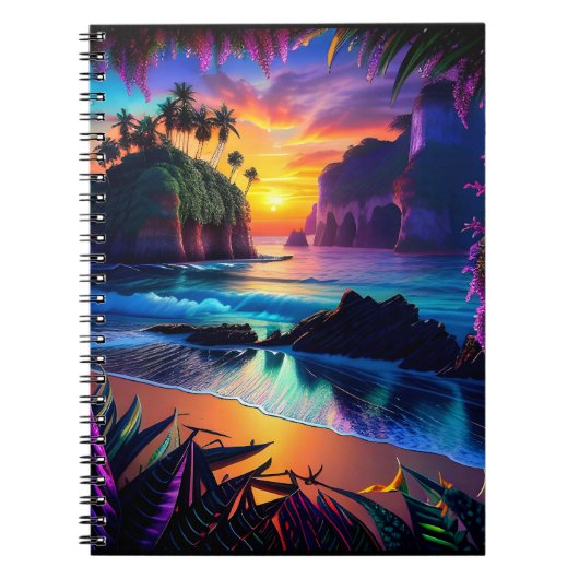 Fantasy Tropical Beach Drie Notitieboek (Voorkant)