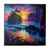 Fantasy Tropical Beach Drie Tegeltje (Voorkant)