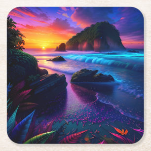 Fantasy Tropical Beach One Kartonnen Onderzetters
