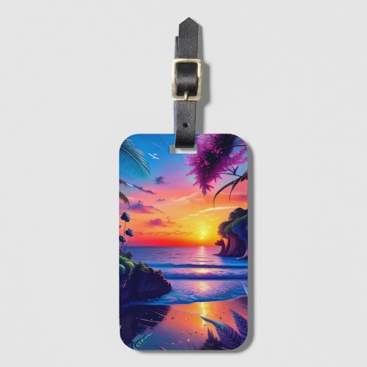 Fantasy Tropical Beach Two Bagagelabel (Voorkant (verticaal))