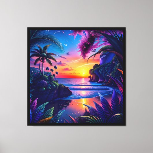 Fantasy Tropical Beach Two Canvas Afdruk (Voorkant)