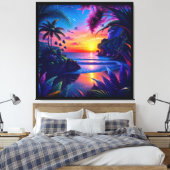 Fantasy Tropical Beach Two Canvas Afdruk (Insitu (Slaapkamer))