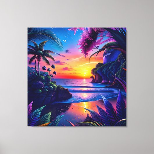 Fantasy Tropical Beach Two Canvas Afdruk (Voorkant)