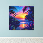 Fantasy Tropical Beach Two Canvas Afdruk (Insitu (Houten vloer))