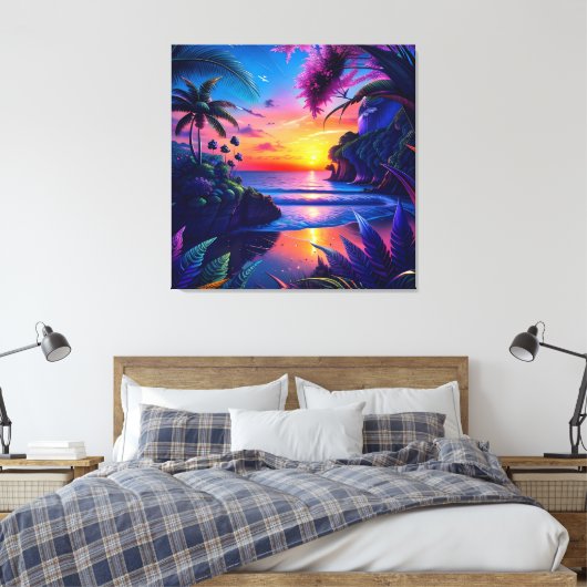 Fantasy Tropical Beach Two Canvas Afdruk (Insitu (Slaapkamer))