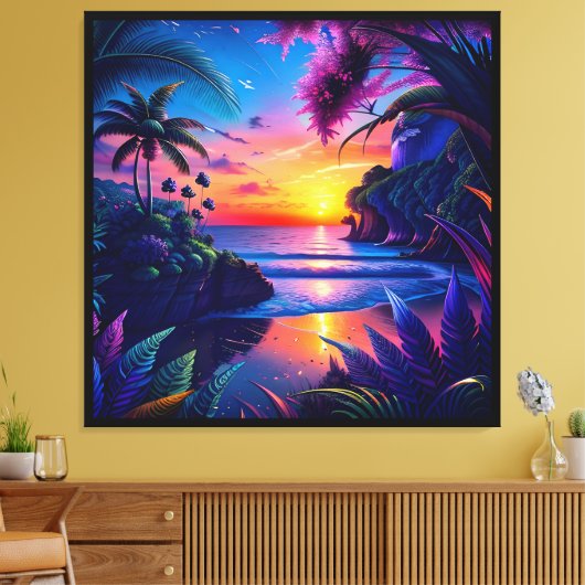 Fantasy Tropical Beach Two Canvas Afdruk (Insitu (Woonkamer))