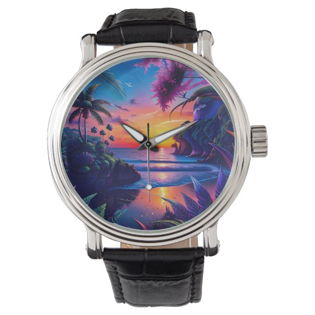Fantasy Tropical Beach Two Horloge (Voorkant)
