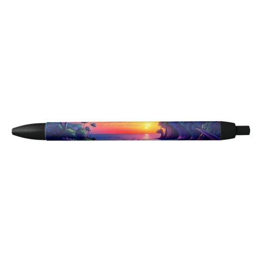 Fantasy Tropical Beach Two Zwarte Inkt Pen (Voorkant)