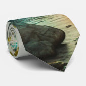 Fantasy Tropical Paradise Landscape met Waterval Stropdas (Opgerold)