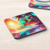 Fantasy Tropisch eiland Bier Onderzetter (Linkerzijde)