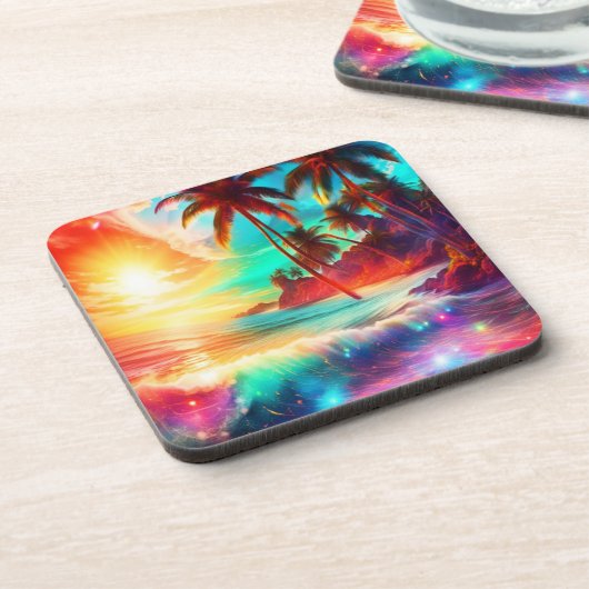 Fantasy Tropisch eiland Bier Onderzetter (Linkerzijde)