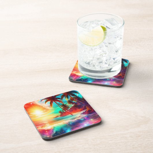 Fantasy Tropisch eiland Bier Onderzetter (Rechterzijde)