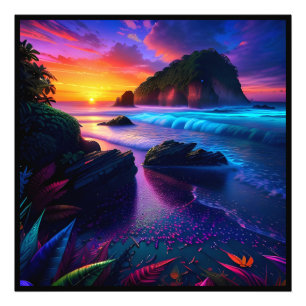 Fantasy Tropisch Strand Een Foto Afdruk