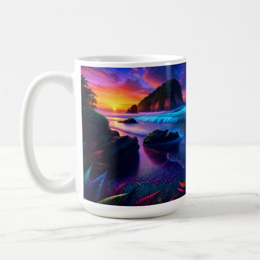 Fantasy Tropisch Strand Een Koffiemok (Links)