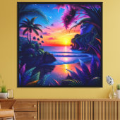 Fantasy Tropisch Strand Twee Canvas Afdruk (Insitu (Woonkamer))