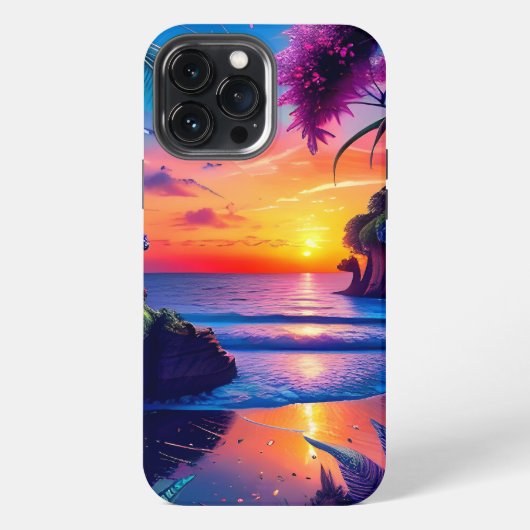 Fantasy Tropisch Strand Twee iPhone Hoesje (Achterkant)