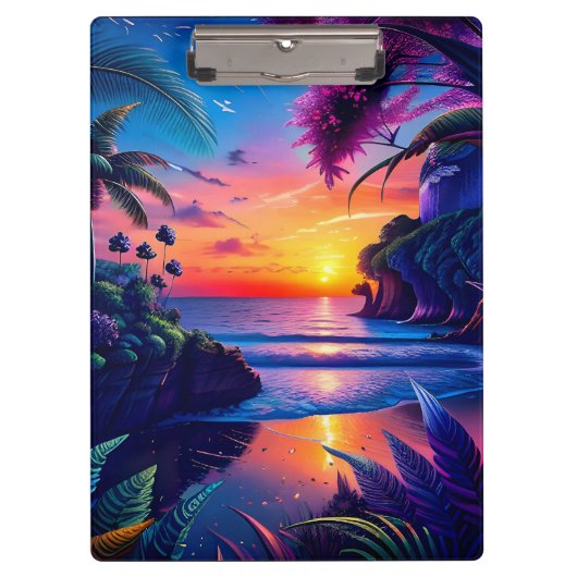 Fantasy Tropisch Strand Twee Klembord (Voorkant)